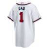 Atlanta Braves Nike #1 Dad Home Replica Jersey - White - Side View