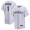 Colorado Rockies Nike #1 Groom Home Replica Jersey - White - Front View