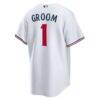 Minnesota Twins Nike #1 Groom Home Replica Jersey - White - Detail View