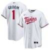 Minnesota Twins Nike #1 Groom Home Replica Jersey - White - Front View
