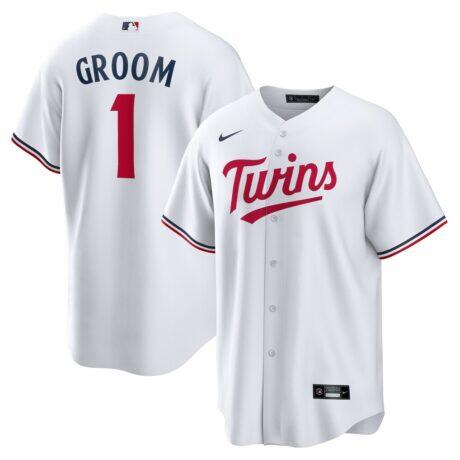 Minnesota Twins Nike #1 Groom Home Replica Jersey - White - Front View