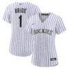Colorado Rockies Nike Women's #1 Bride Home Replica Jersey - White - Front View