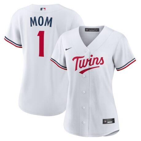 Minnesota Twins Nike Women's #1 Mom Home Replica Jersey - White - Front View