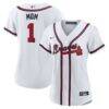 Atlanta Braves Nike Women's #1 Mom Home Replica Jersey - White - Front View