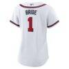 Atlanta Braves Nike Women's #1 Bride Home Replica Jersey - White - Detail View