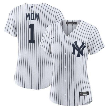 New York Yankees Nike Women's #1 Mom Home Replica Jersey - White - Front View