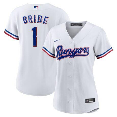 Texas Rangers Nike Women's #1 Bride Home Replica Jersey - White - Front View