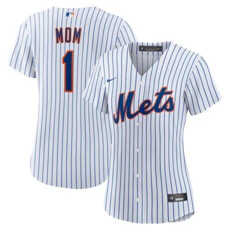 New York Mets Nike Women's #1 Mom Home Replica Jersey - White - Front View