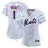 New York Mets Nike Women's #1 Bride Home Replica Jersey - White - Front View