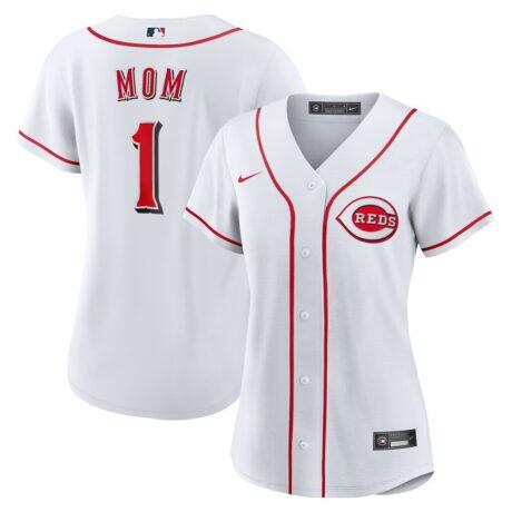 Cincinnati Reds Nike Women's #1 Mom Home Replica Jersey - White - Front View