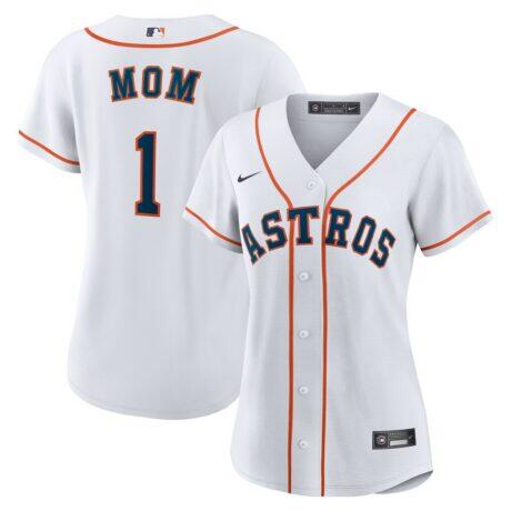 Houston Astros Nike Women's #1 Mom Home Replica Jersey - White - Front View