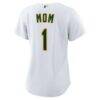 Athletics Nike Women's #1 Mom Home Replica Jersey - White - Detail View