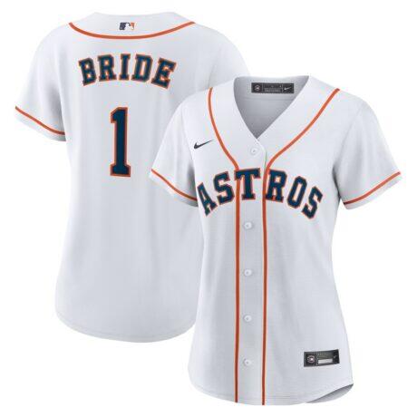 Houston Astros Nike Women's #1 Bride Home Replica Jersey - White - Front View