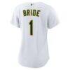 Athletics Nike Women's #1 Bride Home Replica Jersey - White - Detail View