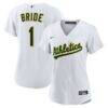 Athletics Nike Women's #1 Bride Home Replica Jersey - White - Front View