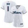 Miami Marlins Nike Women's #1 Mom Home Replica Jersey - White - Front View