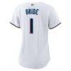 Miami Marlins Nike Women's #1 Bride Home Replica Jersey - White - Detail View