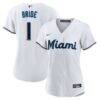 Miami Marlins Nike Women's #1 Bride Home Replica Jersey - White - Front View