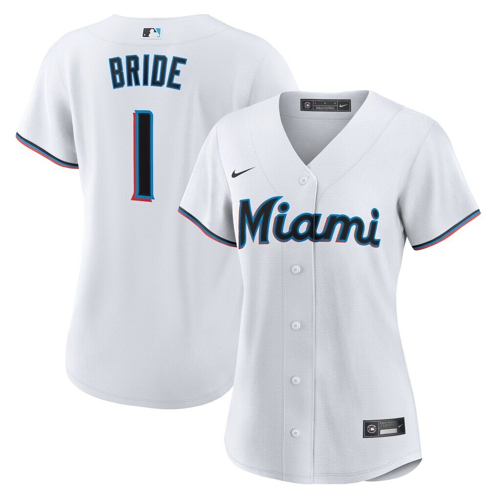 Miami Marlins Nike Women's #1 Bride Home Replica Jersey