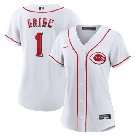 Cincinnati Reds Nike Women's #1 Bride Home Replica Jersey - White - Front View