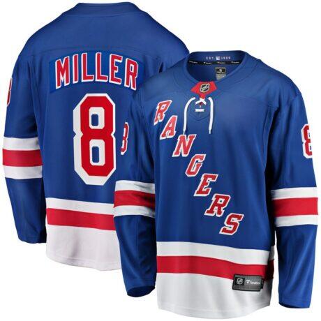 J.T. Miller New York Rangers Fashion7 Home Breakaway Jersey - Blue - Front View