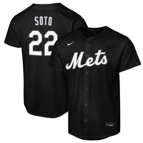 Juan Soto New York Mets Nike Youth Replica Fashion Jersey - Black - Front View