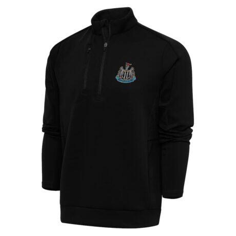 Newcastle United Antigua Genesis Quarter-Zip Pullover - Black - Front View
