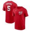 CJ Abrams Washington Nationals Nike Fuse Name & Number T-Shirt - Red - Front View