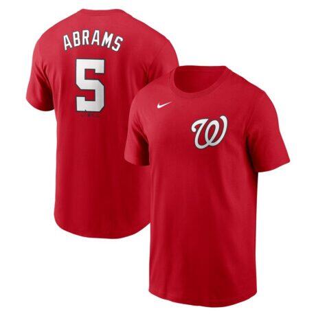 CJ Abrams Washington Nationals Nike Fuse Name & Number T-Shirt - Red - Front View