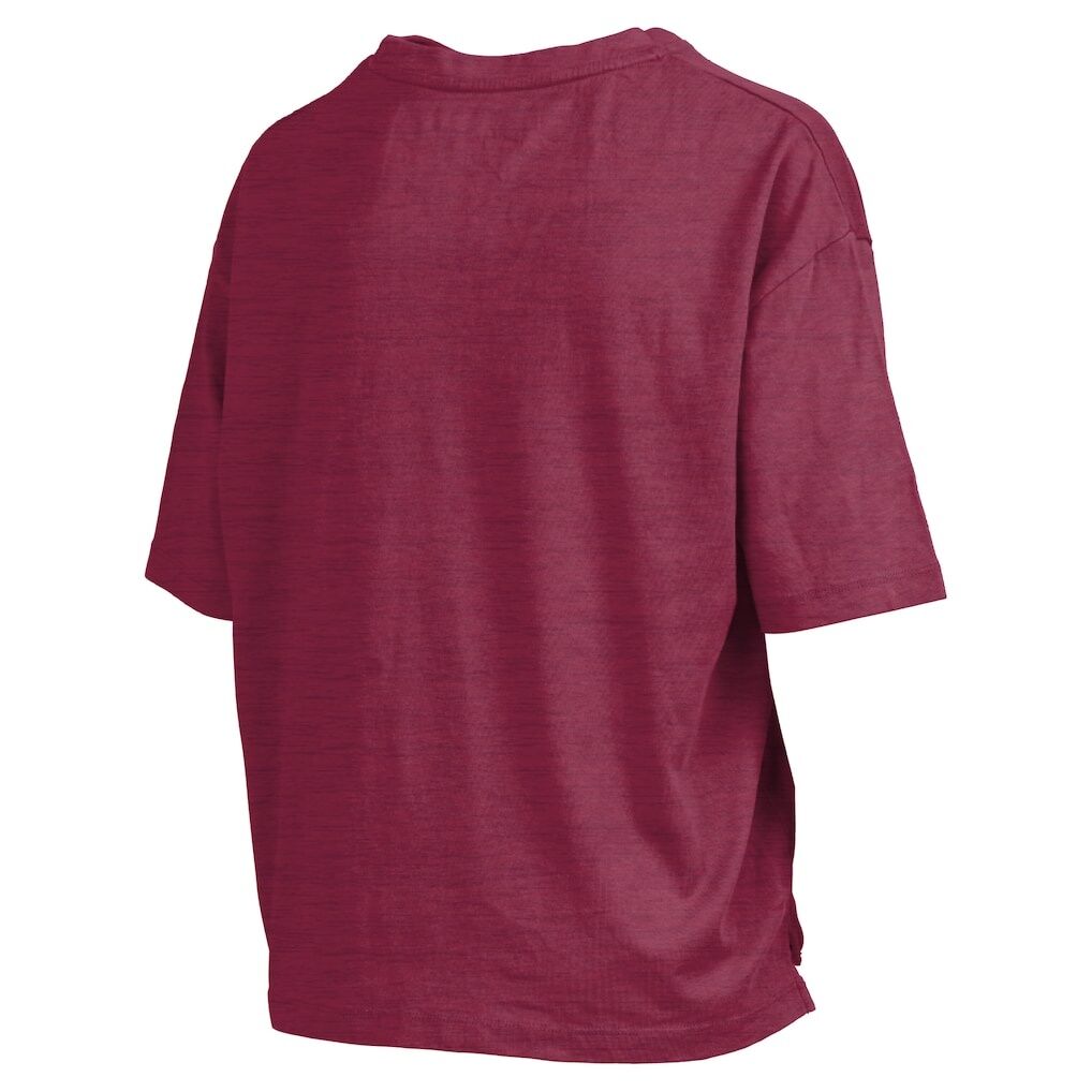 Florida State Seminoles Pressbox Women's Nelson Arch Over Logo Waist Length Oversized Slub T-Shirt - Garnet