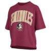 Florida State Seminoles Pressbox Women's Nelson Arch Over Logo Waist Length Oversized Slub T-Shirt - Garnet - Side View