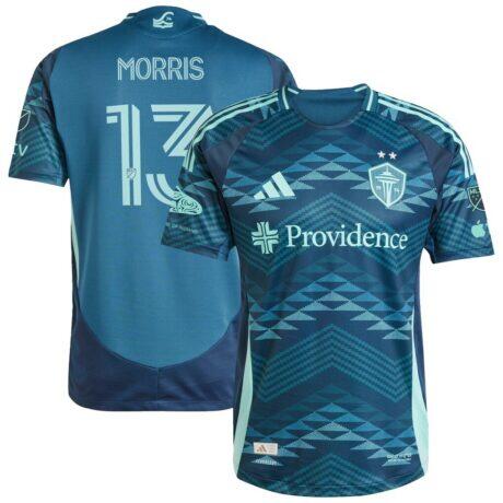 Jordan Morris Seattle Sounders FC adidas 2025 The Salish Sea Kit Authentic Player Jersey - Blue - Front View