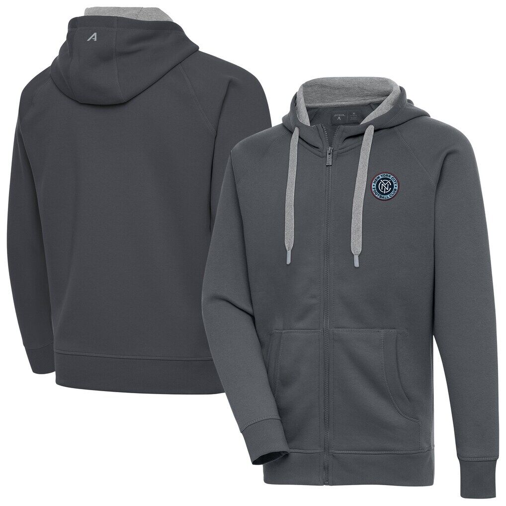 New York City FC Antigua Victory Fleece Raglan Full-Zip Hoodie