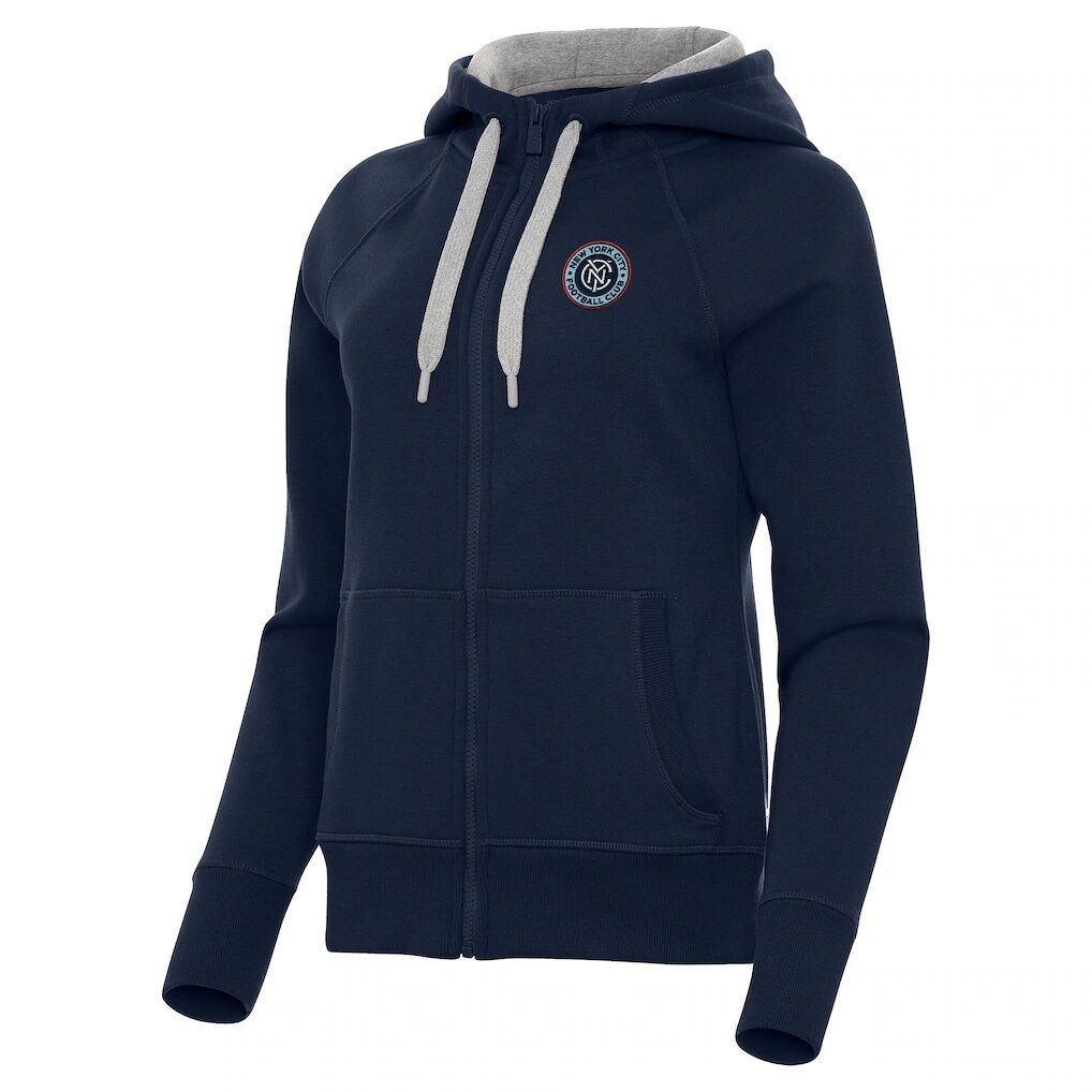 New York City FC Antigua Women's Victory Fleece Raglan Full-Zip Hoodie