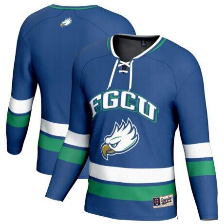 Florida Gulf Coast Eagles GameDay Greats Hockey Jersey - Blue - Front View
