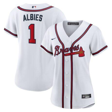 Ozzie Albies Atlanta Braves Nike Women's Home Replica Jersey - White - Front View