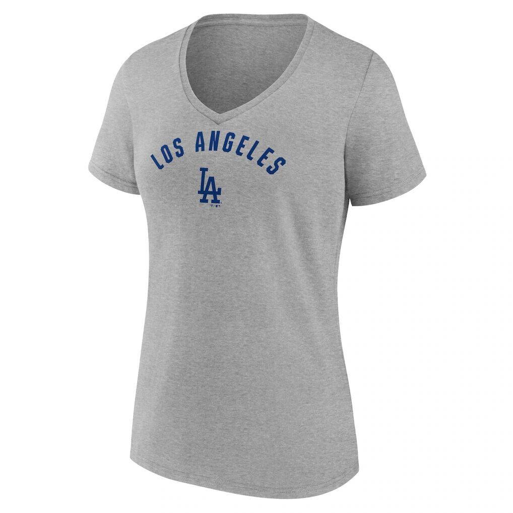 Los Angeles Dodgers Fashion7 Women’s V-Neck T-Shirt – Heather Gray