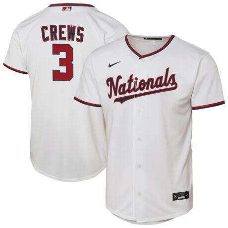 Dylan Crews Washington Nationals Nike Youth Home Replica Jersey - White - Front View