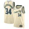 Giannis Antetokounmpo Milwaukee Bucks Nike Unisex 2025/26 Swingman Jersey - Cream - - Front View
