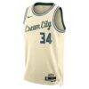 Giannis Antetokounmpo Milwaukee Bucks Nike Unisex 2025/26 Swingman Jersey - Cream - - Side View
