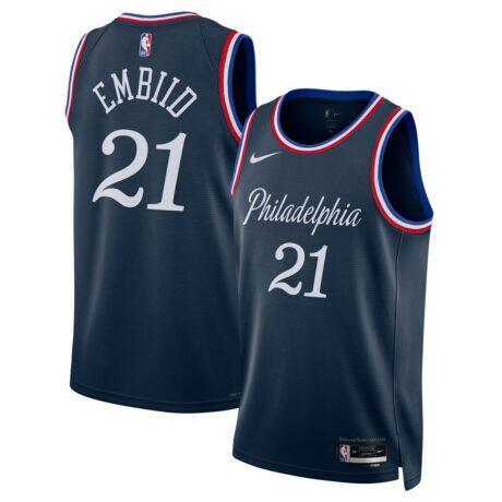 Joel Embiid Philadelphia 76ers Nike Unisex 2025/26 Swingman Jersey - Navy - - Front View