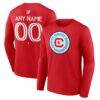 Chicago Fire Authentic Stack Personalized Any Name & Number Long Sleeve T-Shirt - Red - Front View