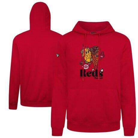 Cincinnati Reds Levelwear Podium Ballpark Food Pullover Hoodie - Red - Front View