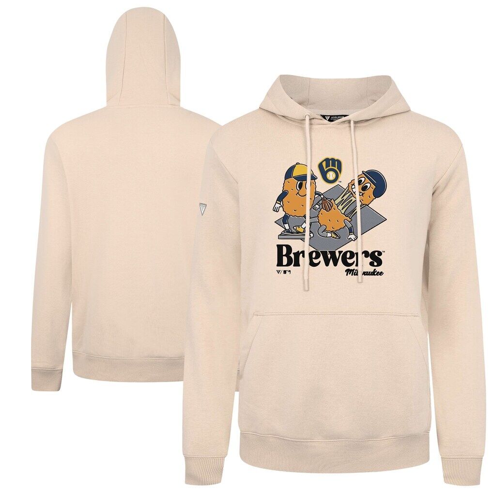Milwaukee Brewers Levelwear Podium Ballpark Food Pullover Hoodie - Khaki