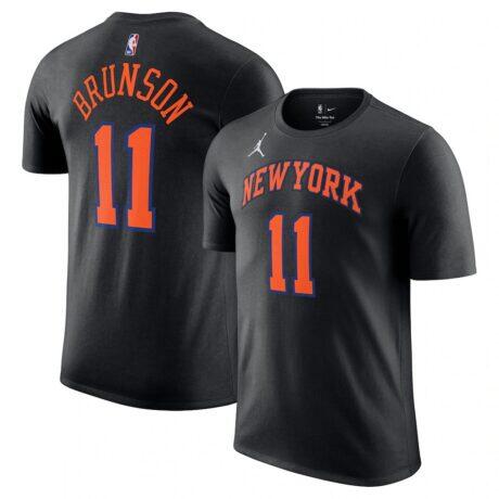 Jalen Brunson New York Knicks Jordan Brand Unisex Name & Number T-Shirt - Black - Front View