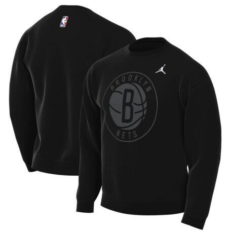 Brooklyn Nets Jordan Brand Statement Edition Sweatshirt - Black - Front View