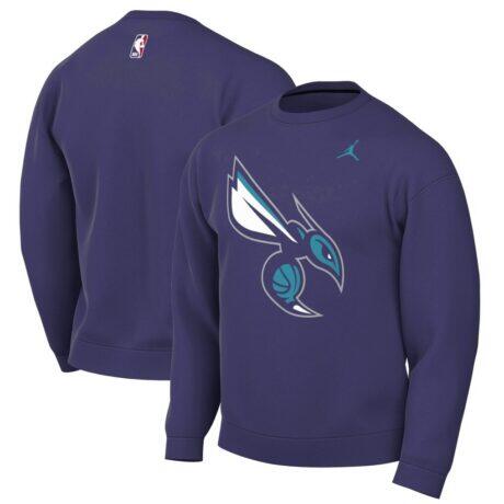 Charlotte Hornets Jordan Brand Statement Edition Sweatshirt - Purple - Front View