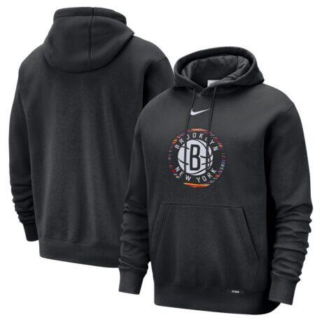 Brooklyn Nets Nike 2025/26 City Edition Essential Logo Remix Hoodie - Black - Front View