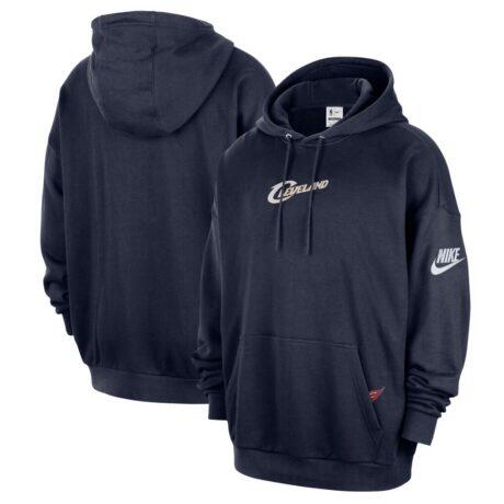 Cleveland Cavaliers Nike Classic Edition Hardwood Classics Premium Club Heavyweight Fleece Hoodie - Navy - Front View