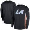 LA Clippers Nike 2025/26 City Edition Authentic Pregame Dri-FIT Long Sleeve Shooting T-Shirt - Black - Back View